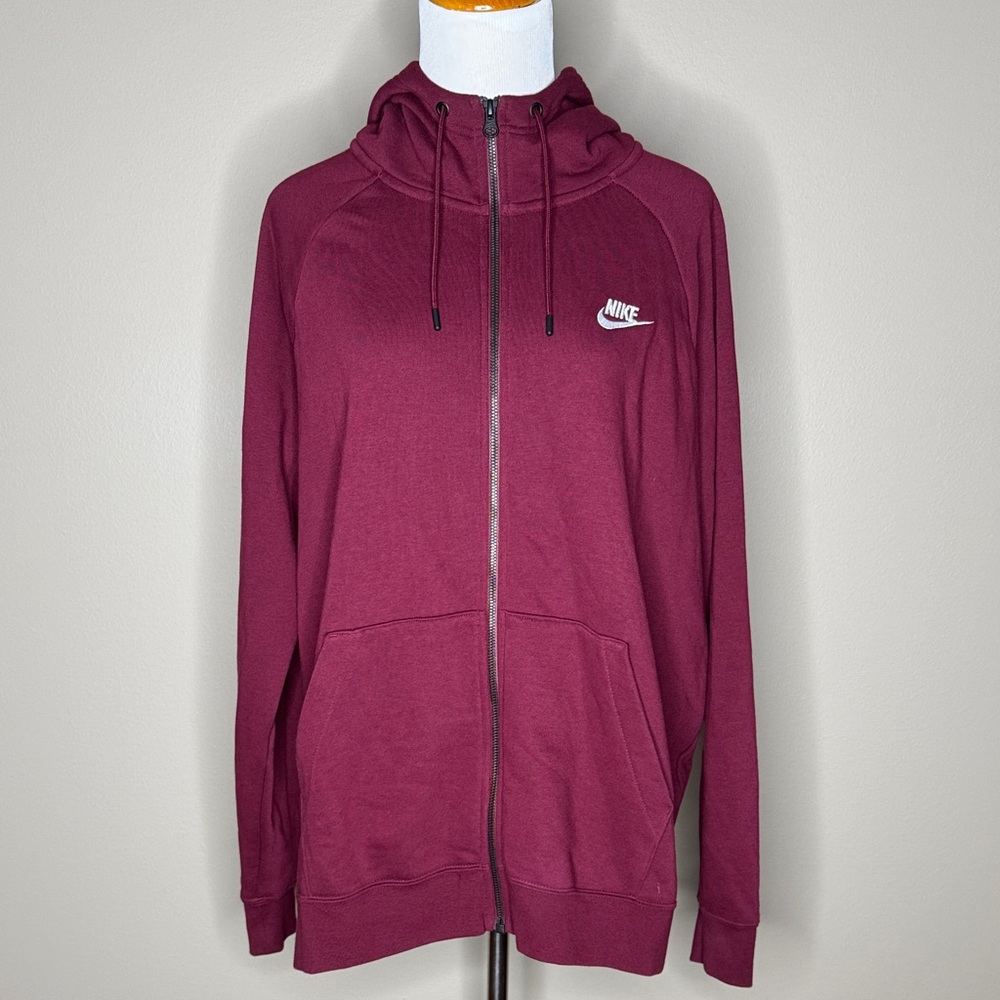 Nike Full-Zip Hoodie Jacket Burgundy with White Logo